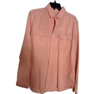 Men’s Express Light Pink Peach Cotton Blend Long Sleeve Button-Up Shirt Medium